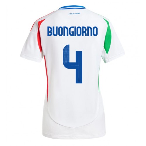 Fotballdrakt Dame Italia Alessandro Buongiorno #4 Bortedrakt EM 2024 Kortermet